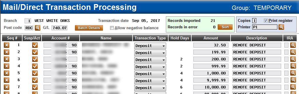 The system does not calculate those days for you; it is up to the user to determine the number of days to enter. The hold will be placed on the subaccount to which the deposit is being posted.