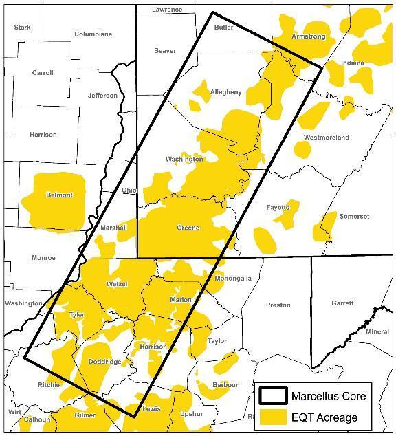 Marcellus Play Development strategically focused on core 1,000,000 total net acres 680,000 core acres 2,500 core undeveloped locations* 134 wells in 2018 106