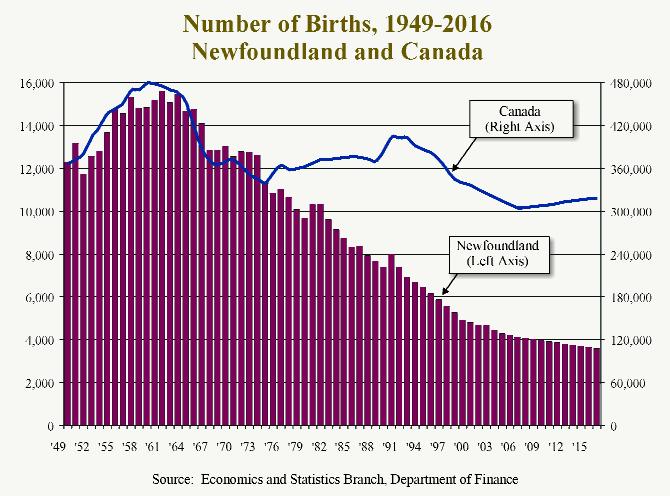 Demographic Trends: Review and Outlook Fertility The roots of Newfoundland s current demographic situation began with the high fertility rates and births that characterized most of the industrialized