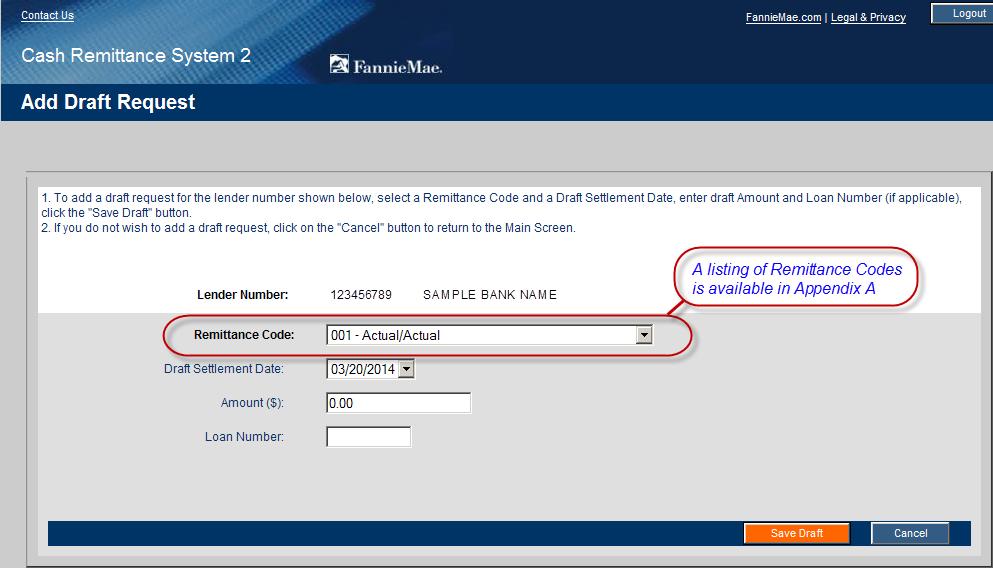 Figure 2: Drafting Instructions Screen Updated Remittance Code descriptions When