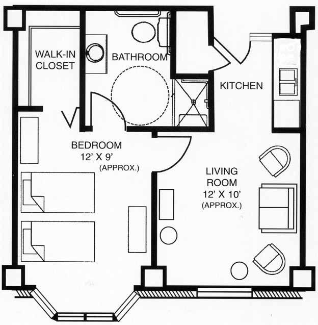 Breese Manor 1 bedroom 484 to 505 sq. ft.