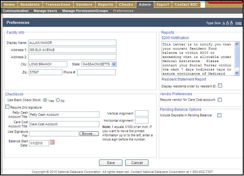 Pending Balance Options RFMS Online allows you to decide whether to include pending deposits in the resident's pending balance when making withdrawals.