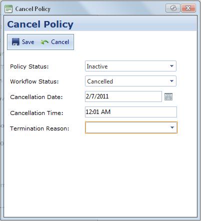 F. Reinstate Policy Reinstatement of a policy can be processed if either Request to Cancel Policy OR Cancel Policy has been completed.