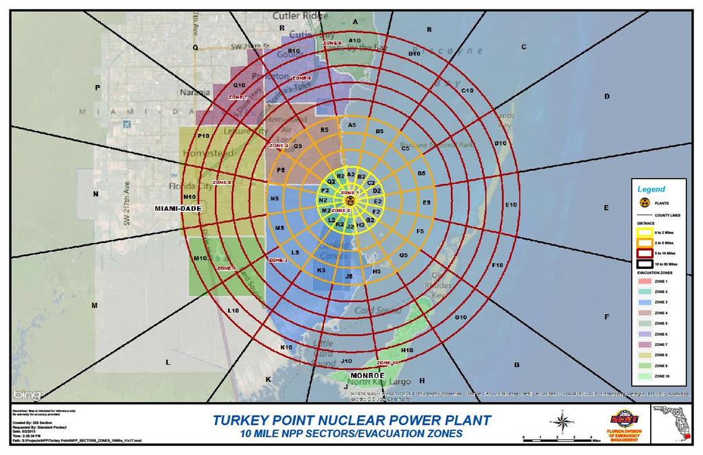 Figure 106: Turkey Point Nuclear Power Plant 10 Mile Emergency Planning Zone