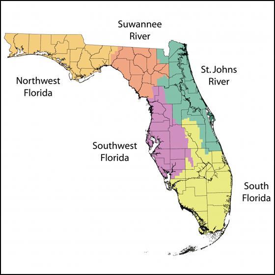 STATE MITIGATION STRATEGY SECTION Figure 8 Florida Water Management Districts The water management districts administer flood protection programs and perform technical investigations into water