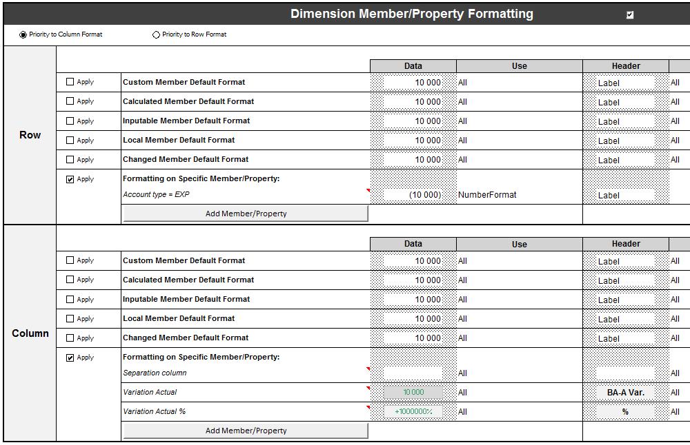 6.2.6. Formatting Budget and Forecast comparative reports use a Standard EPM formatting sheet, which shares the Hierarchy Level Formatting designed for Actual Version.