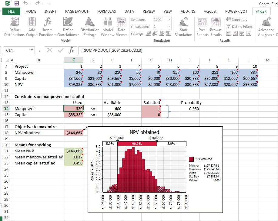 Solution Summary Palisade @RISK is risk and decision analysis software that runs in Microsoft Excel and uses Monte Carlo simulation to allow you to see possible outcomes for a risk and the likelihood
