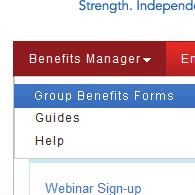 Section 4: Downloading Forms Group Benefits Forms option located under the Benefits Manager tab at the top