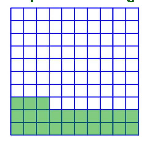 What percent of the grid is shaded? The grid is divided into 100 smaller squares, with 10 squares in each row.