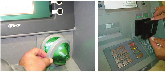 What does an ATM-mounted skimming device look like?