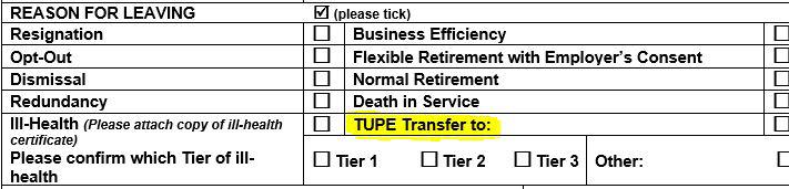LGS15A Admission to the Scheme If you are completing a starter notification in respect of a member who has TUPE transferred over from another organisation please confirm where the member has TUPE d