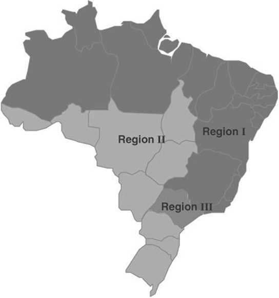 Set forth below is a map of Brazil showing the areas in Region I, Region II and Region III.