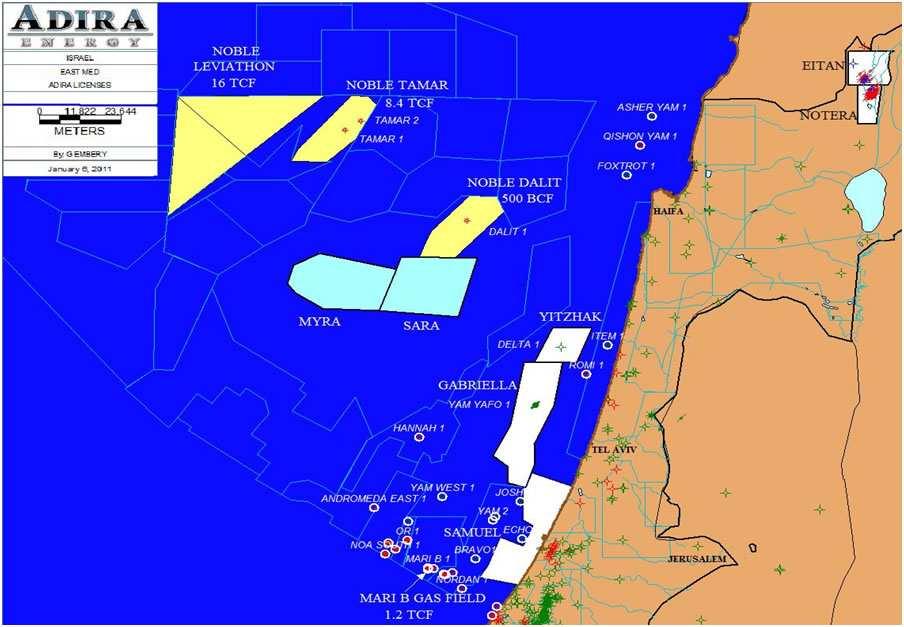 Offshore Licences Below is a map showing the locations of the Offshore Licences, the Samuel License, the Eitan License, the Myra and Sara Licenses, the Yam Hadera License, as well as several other