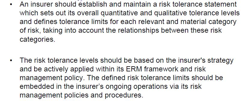 ORSA - Risk Strategy and Risk Tolerance Managing risk