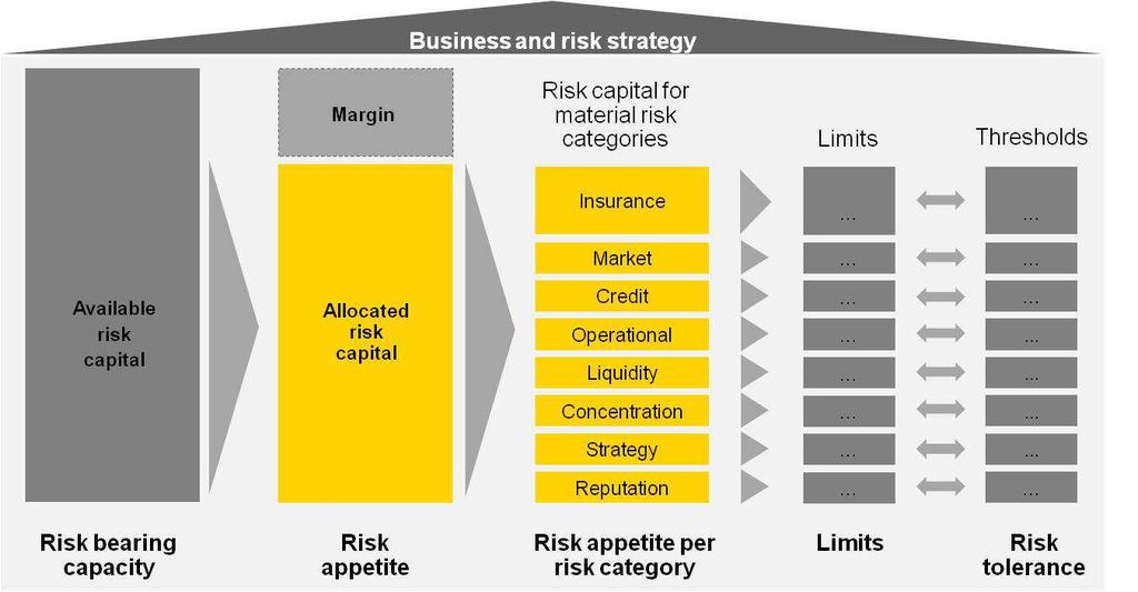 ORSA - Risk Strategy and Risk Tolerance Risk Appetite addresses the attitude of the company towards overall and main risk categories of the company Risk tolerance limits express the