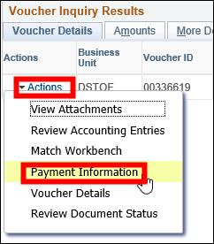 Voucher Inquiry Payment Information 4. Click the Payment Reference ID number link. 1.