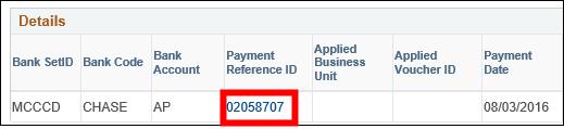 Click the Payment Reference ID for details. The Payment information opens in a new tab.
