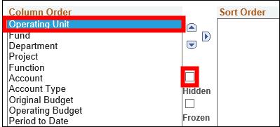 Personalize your Budget View When viewing your budget information in FMS, you can personalize your view by hiding columns and by changing the column order. 4.