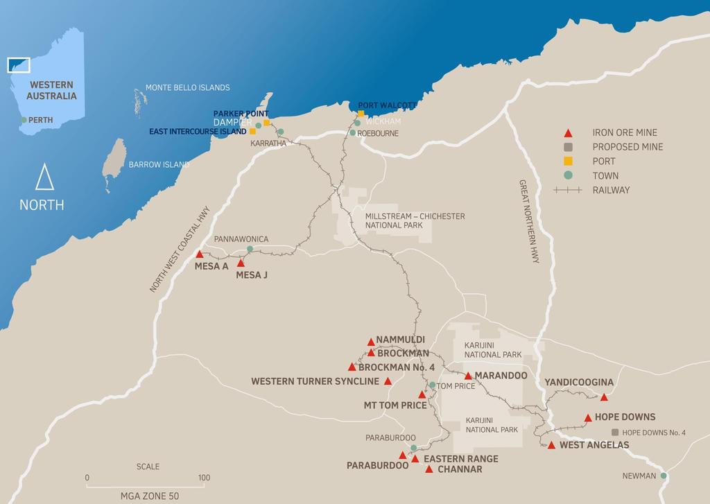 Pilbara operations: an integrated network of mines, rail, ports and associated infrastructure 14 mines