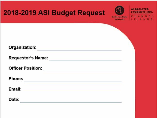 ASI Budget Request Power Point: Continued The first page looks like this Fill out slides 1, 2, 4 & 5 Use slide 7 as an example on how to fill out the form in slide 8