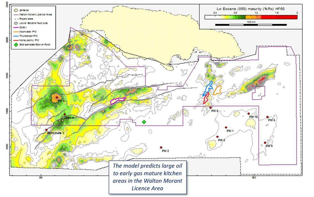 Key characteristics of the Walton-Morant Licence offshore Jamaica Source: Tullow Activity on the Walton-Morant Licence As outlined previously, Tullow acquired the licence along with the legacy 2D