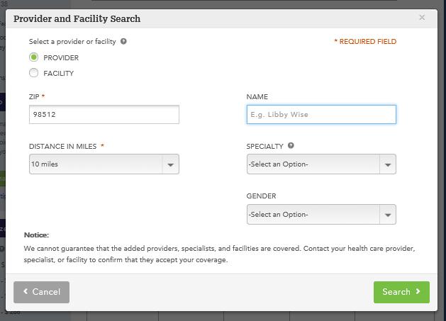 Provider Directory in Washington Healthplanfinder Users can add providers and facilities on the Explore Your Options to