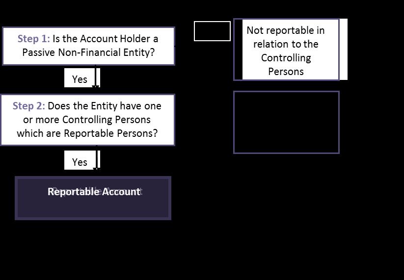 46 THE CRS IMPLEMENTATION HANDBOOK Figure 11: Reportable account by virtue of the Controlling Persons 6 Step 1: Is the Account Holder a Passive Non-Financial Entity? CRS p. 57 Com p. 195 102.