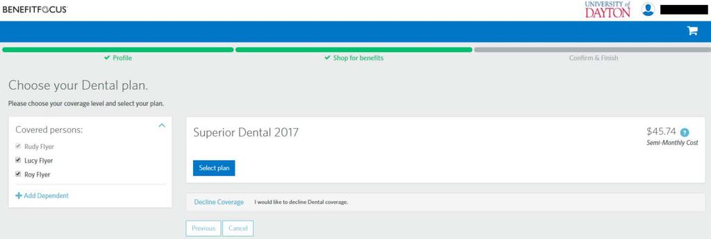 To waive dental coverage, click the