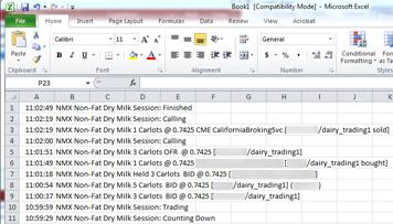 Open an Excel spreadsheet and execute a paste command. 4. Save the Excel file. 5. Close the CME Direct Auction - Dairy application, if desired. Further Notes: a.