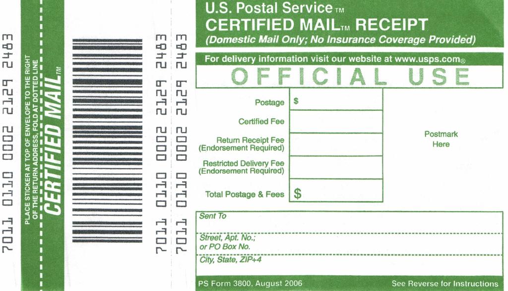 It costs approximately $3.40 for a one page letter to send it Return Receipt Requested.