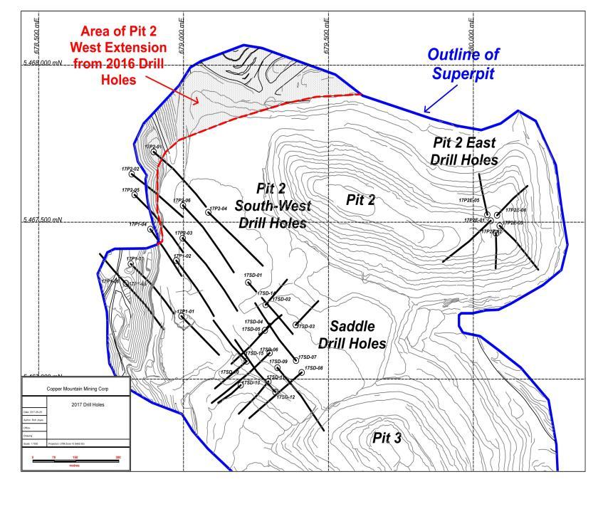 2. Organic & Sustainable Growth Exploration 2017 Summer Diamond Drill Program, to - Further expand resources on the western side of the pit 2 area.