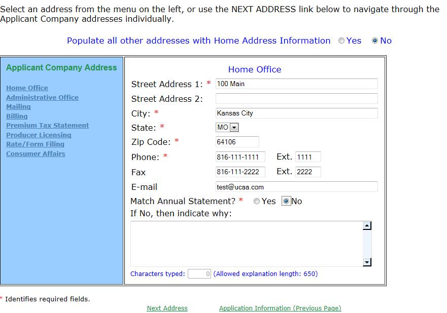 UCAA Expansion Insurer Company Address Information The company address information lists all the addresses associated with the insurer.