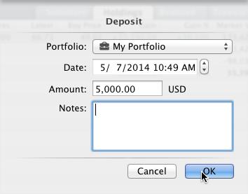 5.3. Adding and Removing Cash 20 folio folders from the source list into the newly created portfolio folder. 5.3 Adding and Removing Cash Portfolios in Investoscope maintain a cash balance.