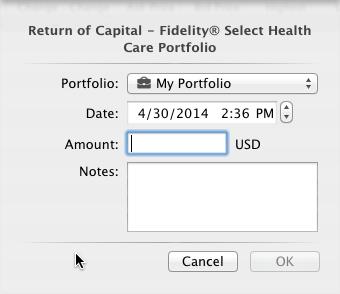 5.8. Investment Expenses 25 To complete the transaction, enter the amount and date and click the OK button. 5.