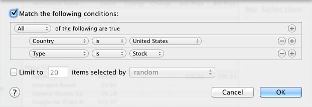 7.3. Smart Watchlists 43 Click to add another rule. Select to specify rules. You can deselect this to match all instruments in your library.