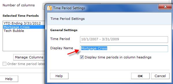 9. Double click on one of the time periods should you want to change the Display name or deactivate the time periods