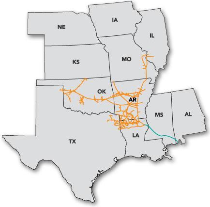 CenterPoint Energy Interstate Pipelines Three pipeline segments across nine states- CEGT with Line CP, MRT, SESH Long-term agreements with affiliated LDCs extended into 2021 Nearly 40% of contracted