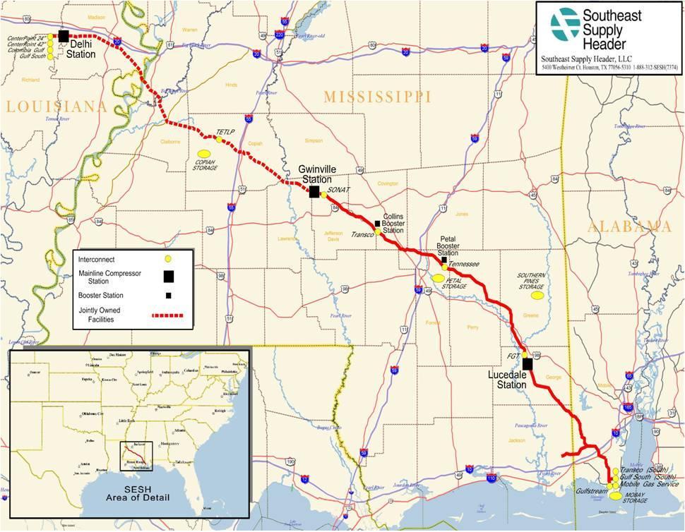 CNP s Southeast Supply Header (SESH) Pipeline Summary 50/50 joint venture between CenterPoint and Spectra Energy CenterPoint provides field operations Spectra provides commercial operations SONAT