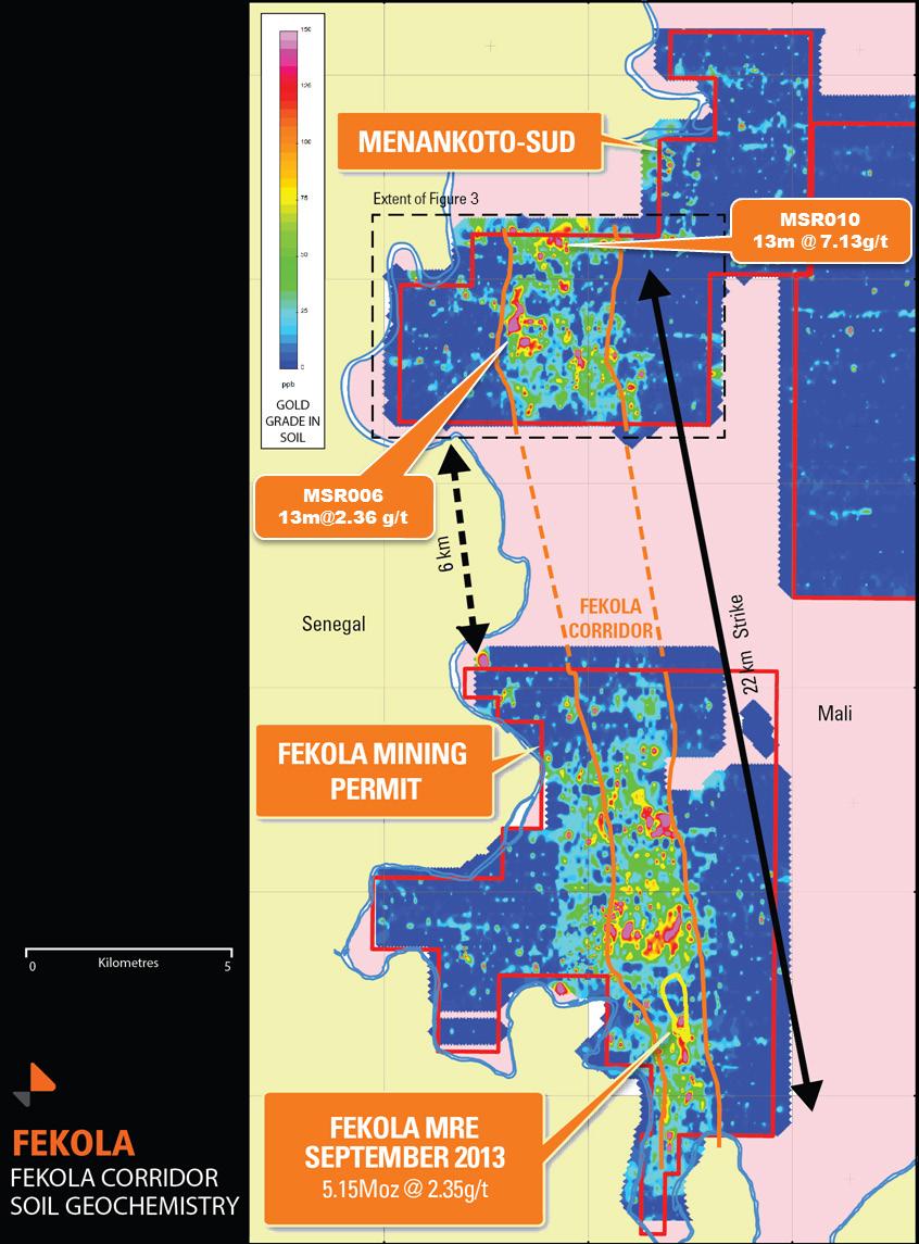 Menankoto Sud Highly Prospective Target An exciting early stage discovery within close proximity to Fekola Early stage drilling encountered shallow, high grade, mineralisation Similar grade x width