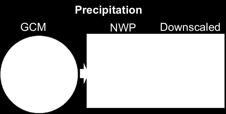 AIR has developed a sophisticated downscaling technique in which the statistical properties of the precipitation field at a coarser resolution (that is, the 90 km resolution of the NWP model) are