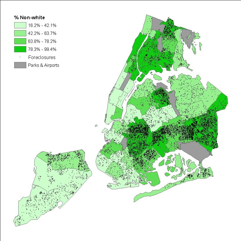 Foreclosures and Race in NYC 2007 Race Data (ACS) 2008