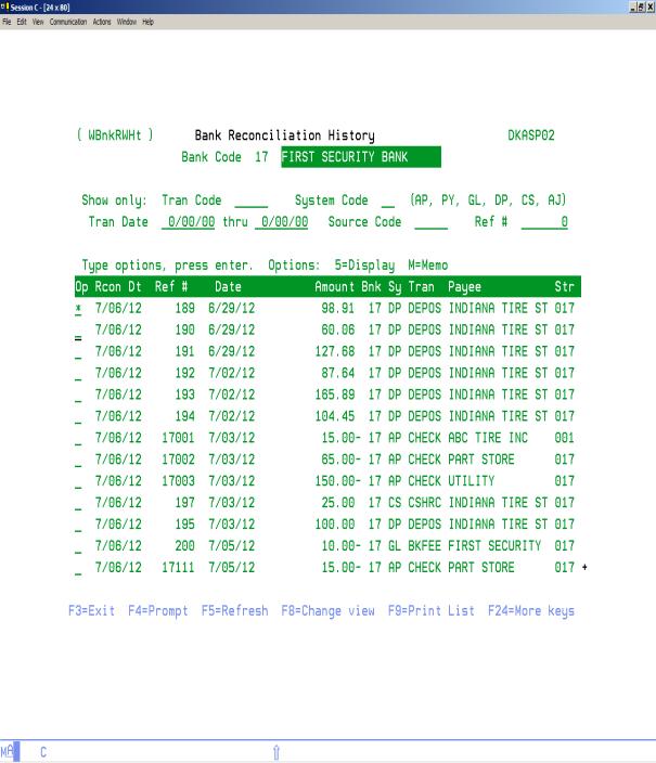 History To view transactions from a closed period, use the Show History function.