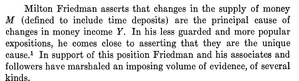 Brief History of Thought: Through 1999 Friedman and Schwartz (1963) A Monetary History of the United States - Historical case studies and analysis of historical data.