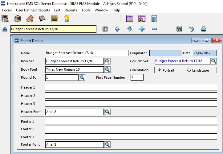 display all columns. Large reports may need to be formatted with a small font size to enable all data to be displayed.