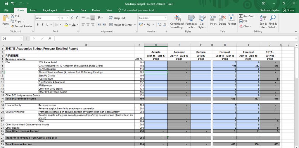 Open the reporting module within HCSS Budgeting for Academies Click on the Academies Budget Forecast Detailed Report Click on Export The report will export as a excel document.