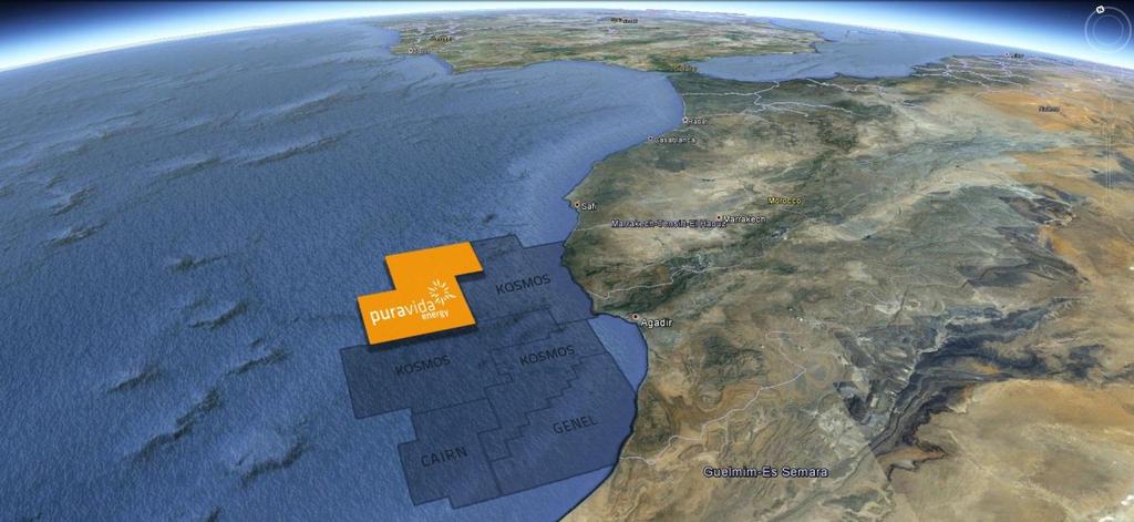 OPERATIONS MAZAGAN PERMIT, OFFSHORE MOROCCO Satellite map of the Mazagan permit, offshore Morocco During the quarter, Pura Vida completed the drop core program and reprocessing of 3D seismic.