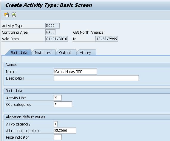 Step 4: Create Activity Types Task Create activity types. Short Description Create activity types to allocate cost for activities within maintenance and assembly.