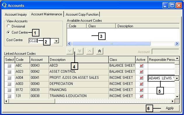 EXERCISE 2 CREATE ACCOUNTS FOR A COST CENTRE Use the Accounts function to create accounts for the cost centre that you added in Exercise 1. Use the account codes in Table 2.1 below.