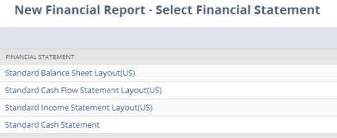 Working with Financial Statement Layouts 35 Making a Layout Editable in the Financial Report Builder Editing a Financial Statement Layout Financial Row Layouts Page Renaming a Custom Financial