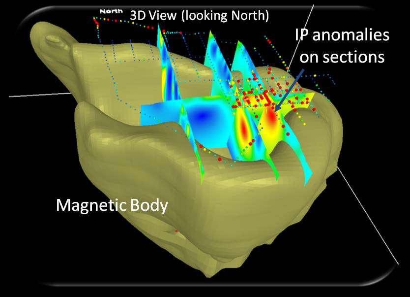 ACCELERATE RESOURCES LIMITED Independent Technical Assessment Report Tasmanian And West Australian Mineral Assets Figure 15: 3D model showing chargeable target, Also showing ovoid magnetic rim